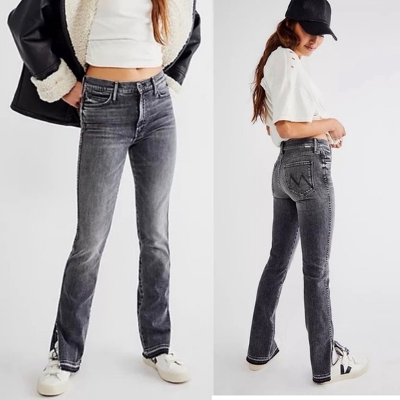 MOTHER Jeans High Waisted Rascal Slice Undone Hem Black Size 29 - Picture 1 of 16